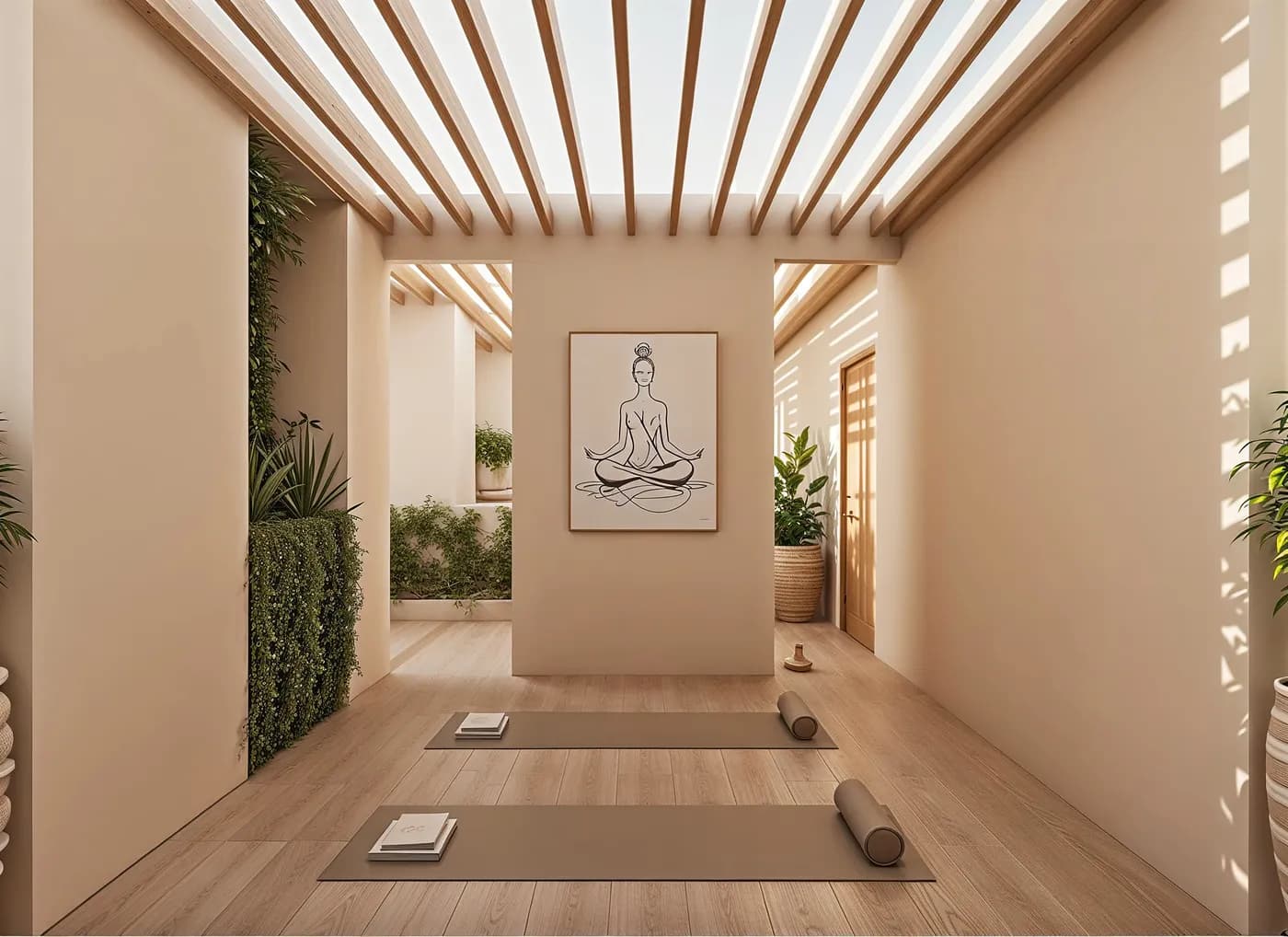 Rooftop yoga corner at HOLM One